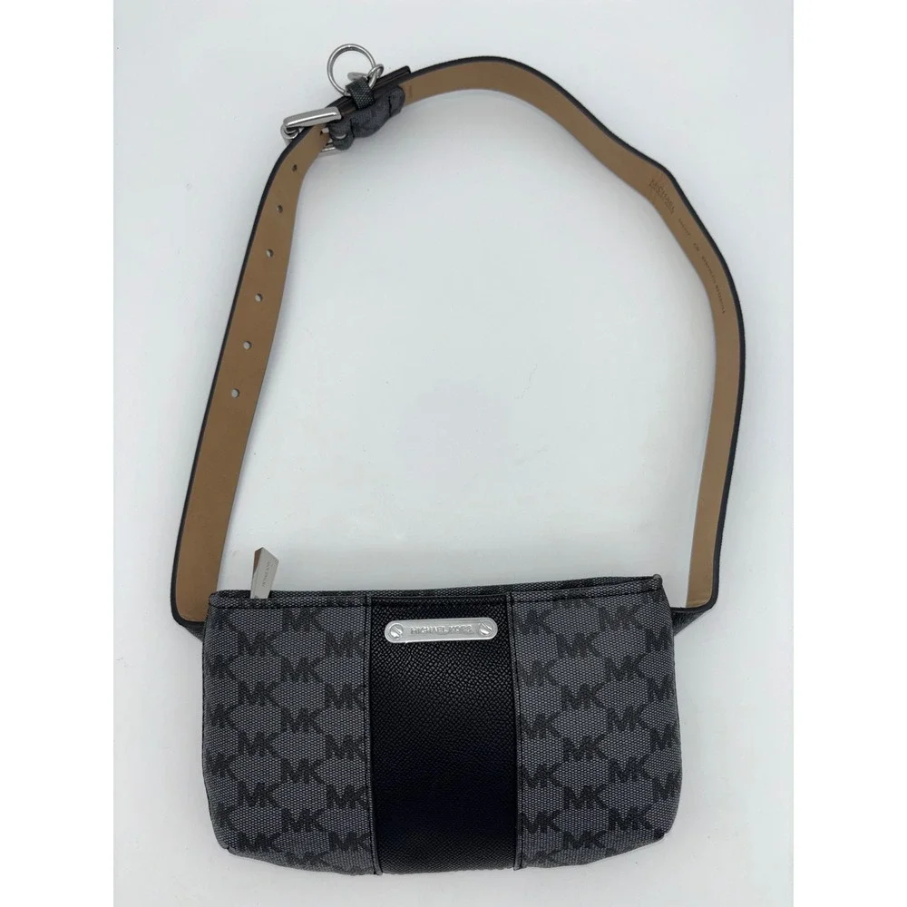 MICHAEL KORS Belt‎ Bag Fanny Pack Logo Monogram Grey Black NEW Small Medium